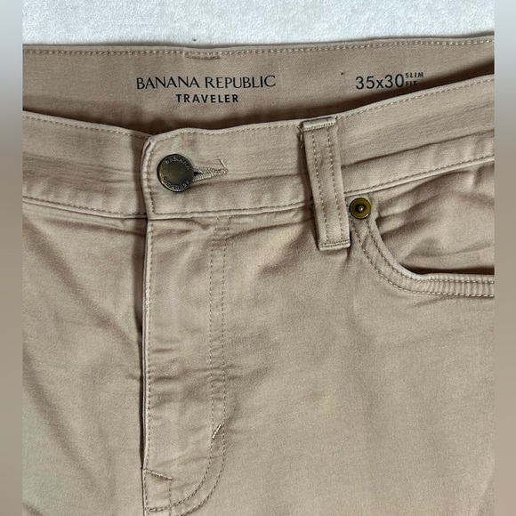 Banana Republic Men's Traveller 35W 27L Khaki Chinos - Picture 3 of 8